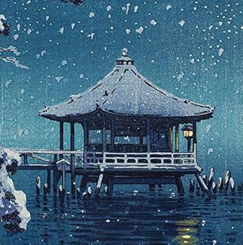 Amazon.co.jp: 土屋光逸 版画 雪の堅田浮見堂 昭和九年 38.8x26
